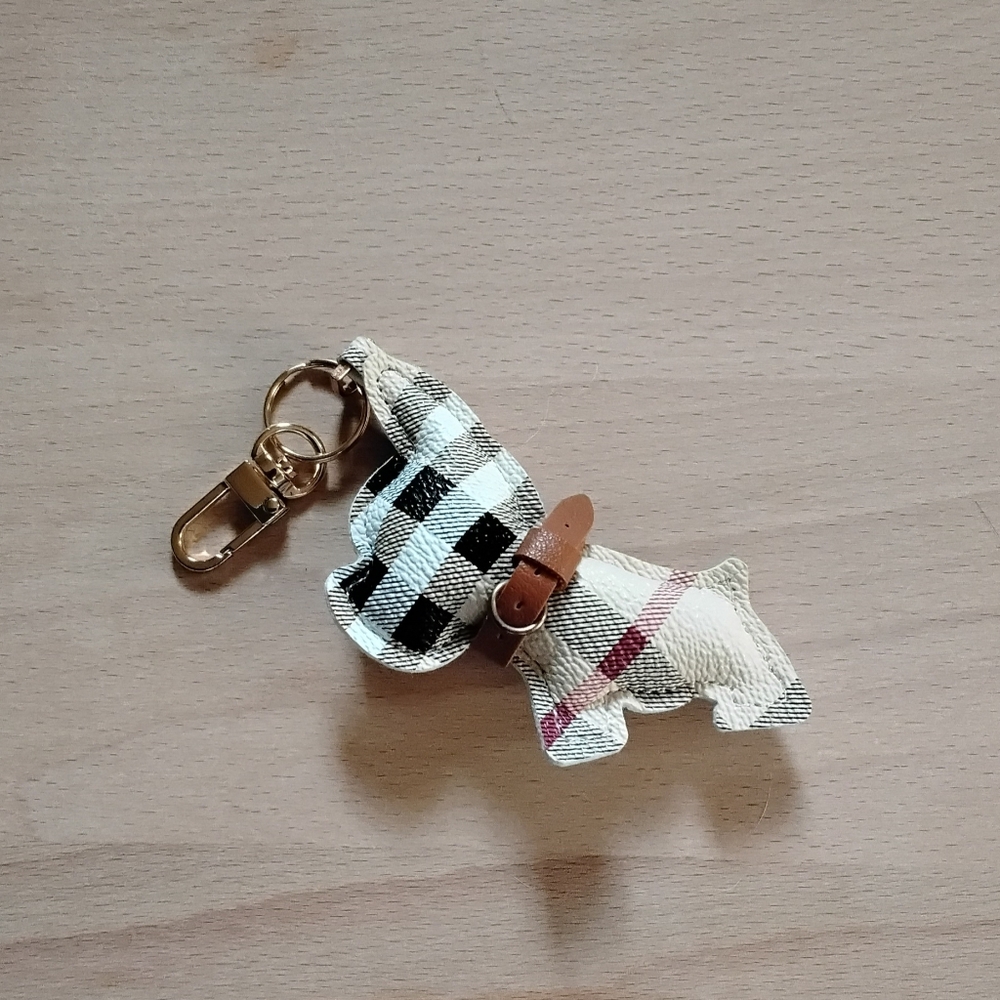 Plaid dog keychain